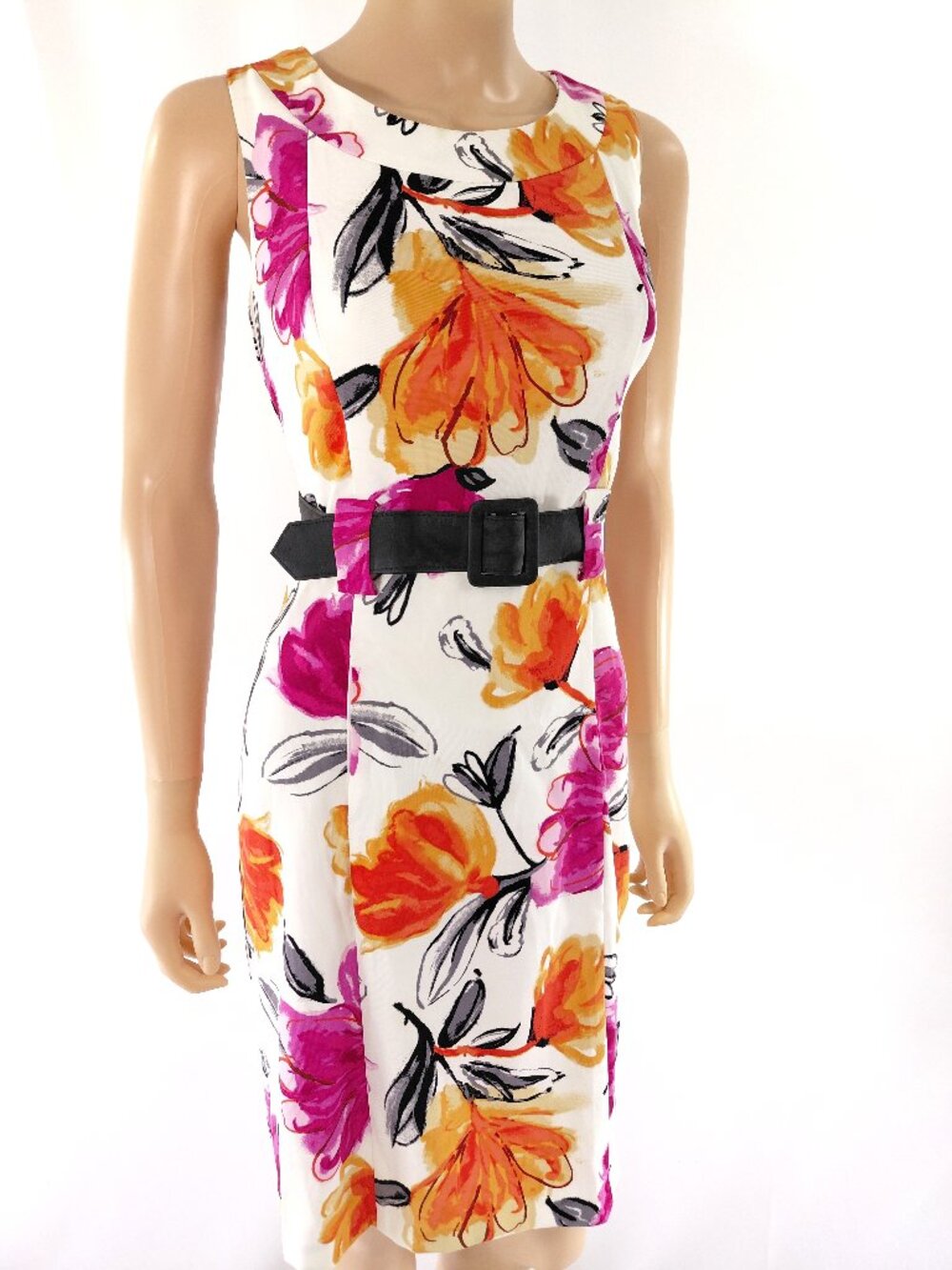 AB STUDIO Dress Sleeveless Scoop Neck Floral Stretch 6